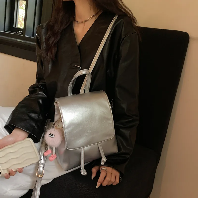 Cwatcun PU Backpack Regular Women's Brown/Silver/Black/White/Pink-5