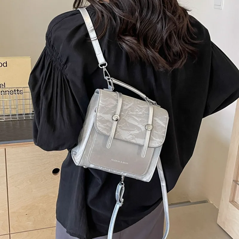 Cwatcun PU Backpack Regular Women's Silver/Black/Pink/Beige-3