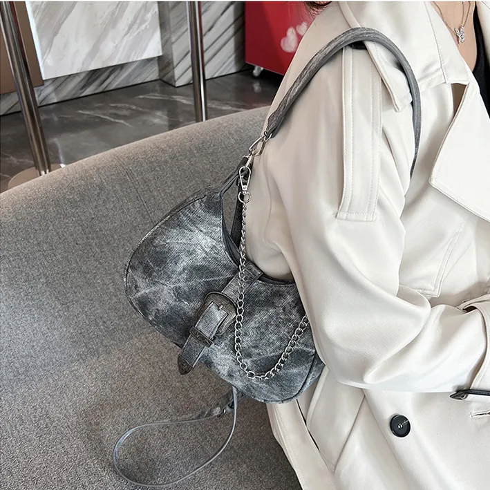 Cwatcun PU Shoulder Bag Crossbody Bag Regular Women's Blue/Gray-9
