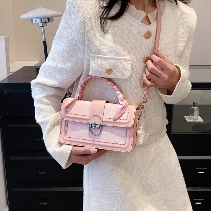 Cwatcun PU Portable Crossbody Women's Shoulder Bag Regular Women's Gray/Pink-6