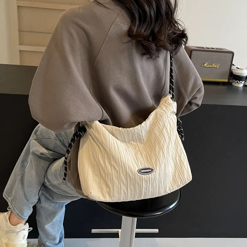 Cwatcun Canvas Bag Crossbody Bag Regular Women's Ecru/Black-2