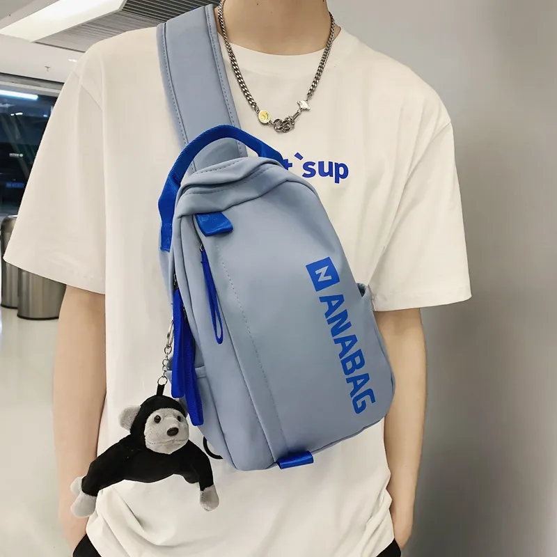Rainbow Girl Nylon Sling Bag Unisex Ecru/Blue/Gray/Black-7