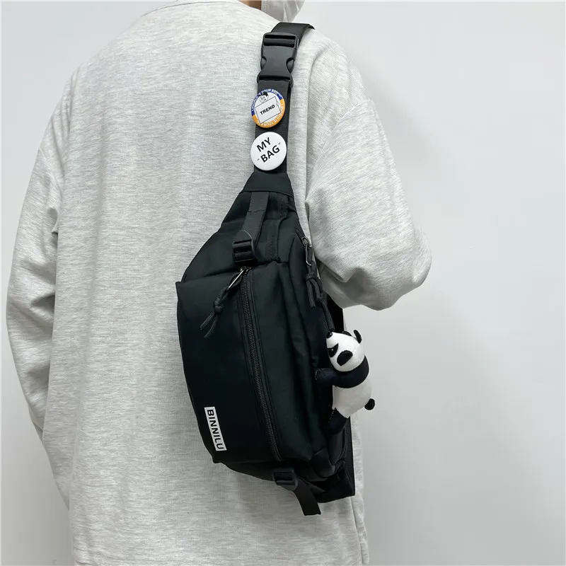 Cwatcun Nylon Sling Bag Regular Unisex White/Light Brown/Gray/Black-16