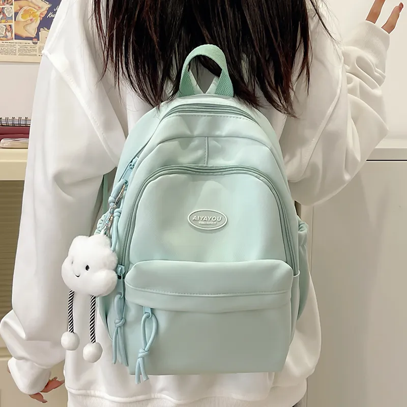 Cwatcun Nylon Backpack Regular Women's White/Pink/Black/Yellow/Green-19