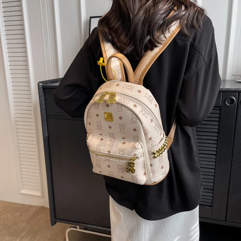 Cwatcun PU Backpack Regular Women's Brown/Pink/Ecru/Black-12