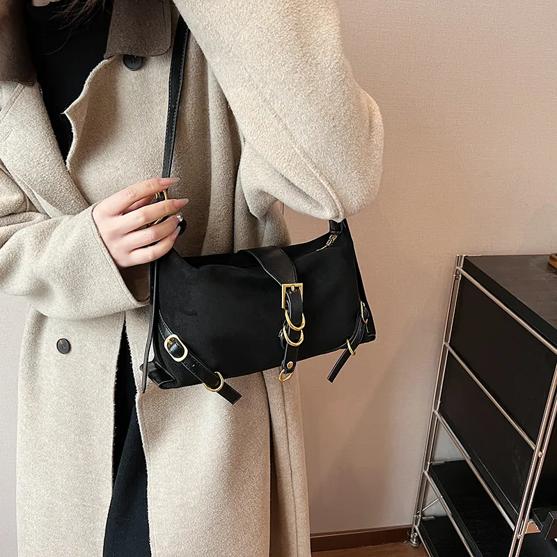 Cwatcun PU+Suede Crossbody Bag, Shoulder Bag Women's Brown/Black/Khaki/Coffee-6