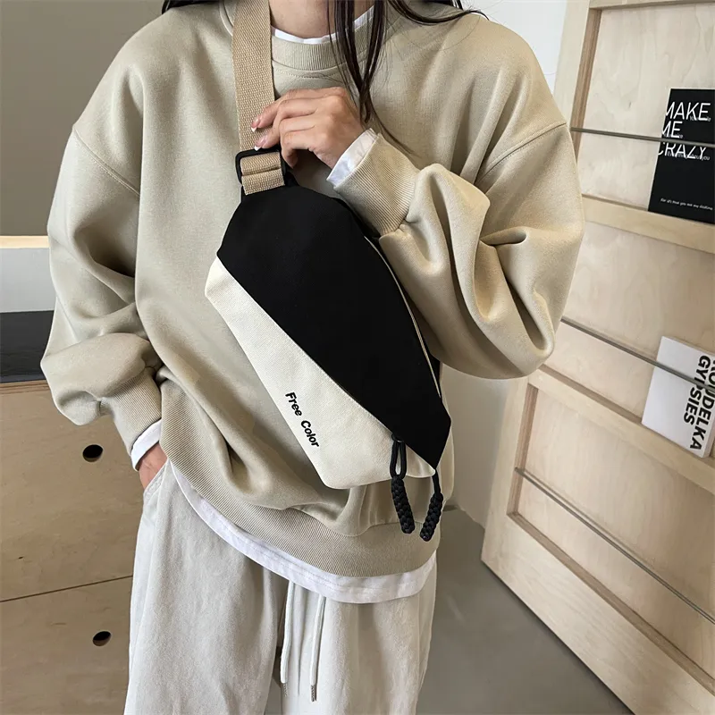 Cwatcun Canvas Sling Bag Unisex Black/Green/Khaki/Yellow-3