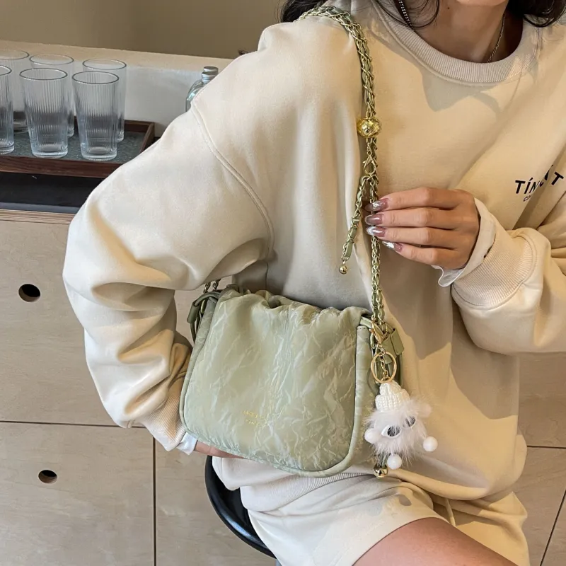 Rainbow Girl PU Shoulder Bag Regular Women's Green/Pink/Ecru/Black-5