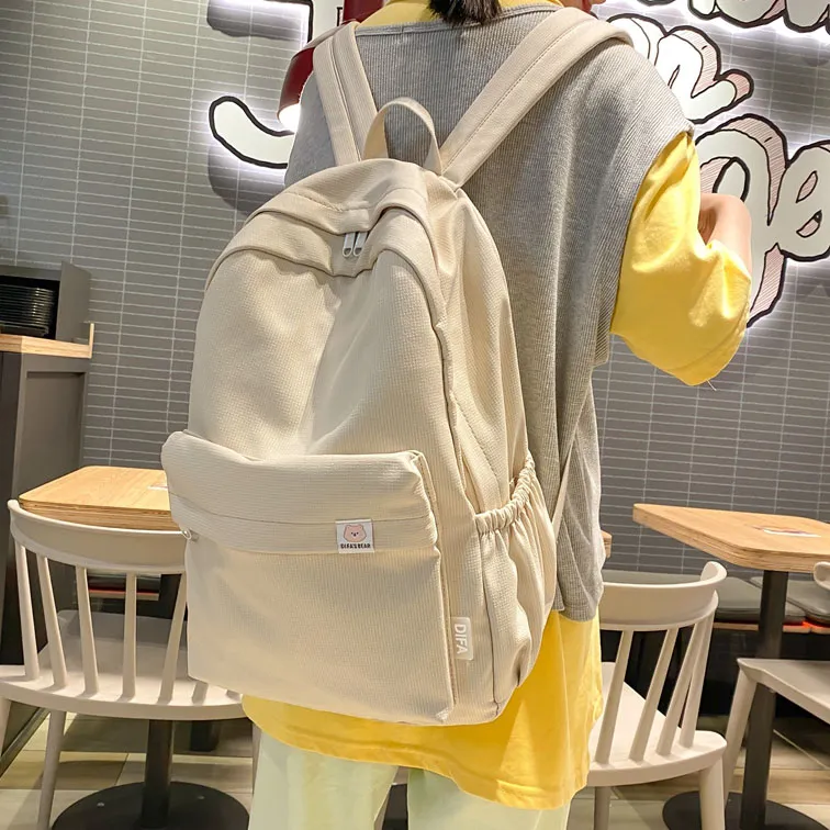 Cwatcun Cotton Backpacks Backpack Regular Unisex Black/Blue/Yellow/White/Purple/Green/Pink-7