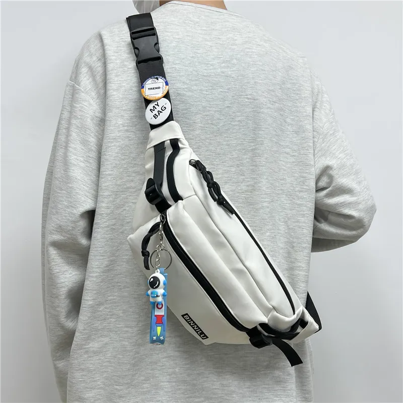 Cwatcun Nylon Sling Bag Regular Unisex White/Light Brown/Gray/Black-2