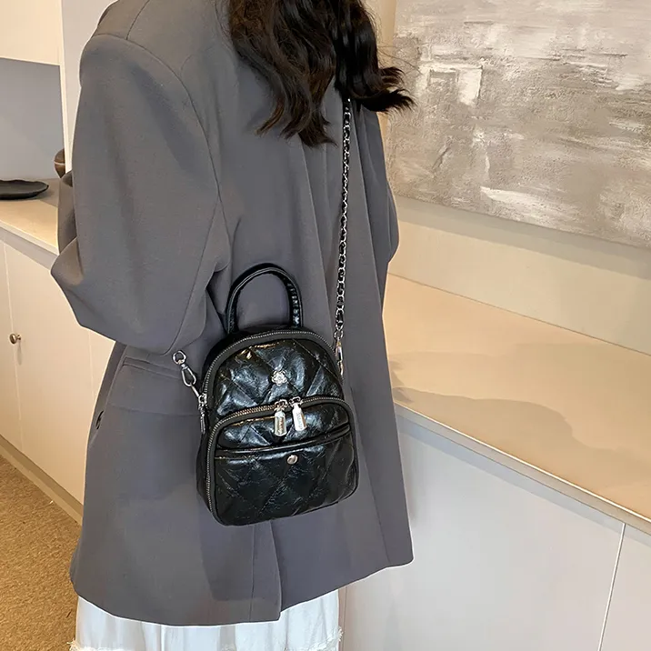 Cwatcun PU Crossbody One Shoulder Handbag Regular Women's White/Black/Burgundy/Silver-7