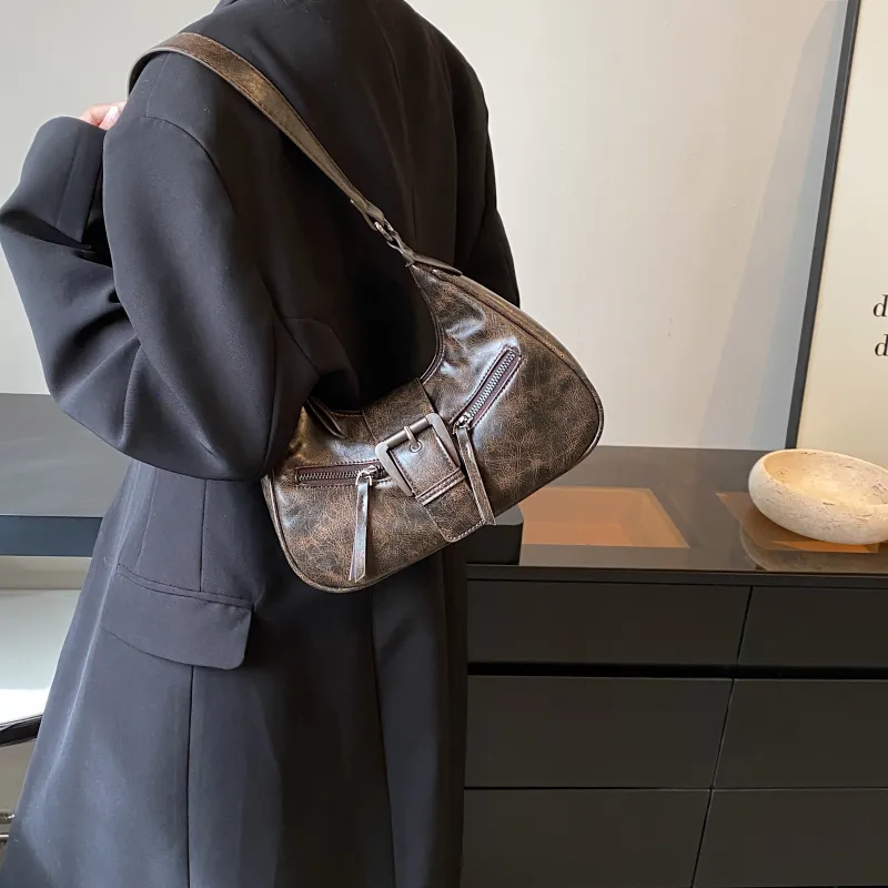 Rainbow Girl PU Shoulder Bag Women's Black/Coffee/Brown-2