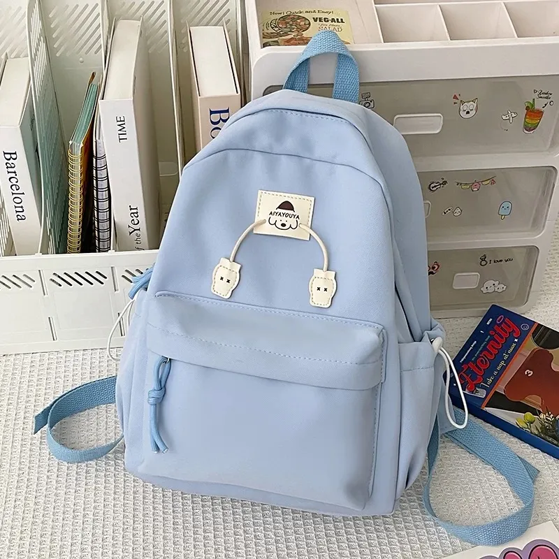 Cwatcun Polyester Backpack Unisex Ecru/Pink/Blue/Yellow/Black-7
