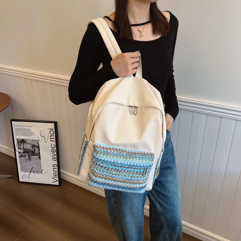 Cwatcun Nylon Backpack Regular Unisex Ecru/Green/Black-4