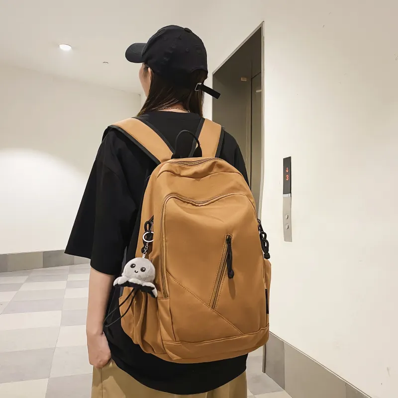 Cwatcun Nylon Backpack Regular Unisex Brown/White/Black/Gray-1