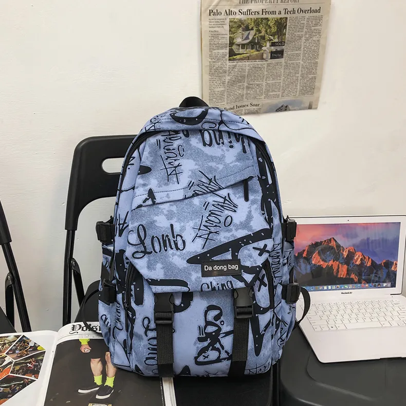 Cwatcun Nylon Backpack Regular Men's Black/Blue/White-3