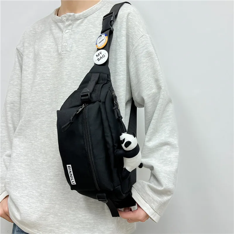 Cwatcun Nylon Sling Bag Regular Unisex White/Light Brown/Gray/Black-19