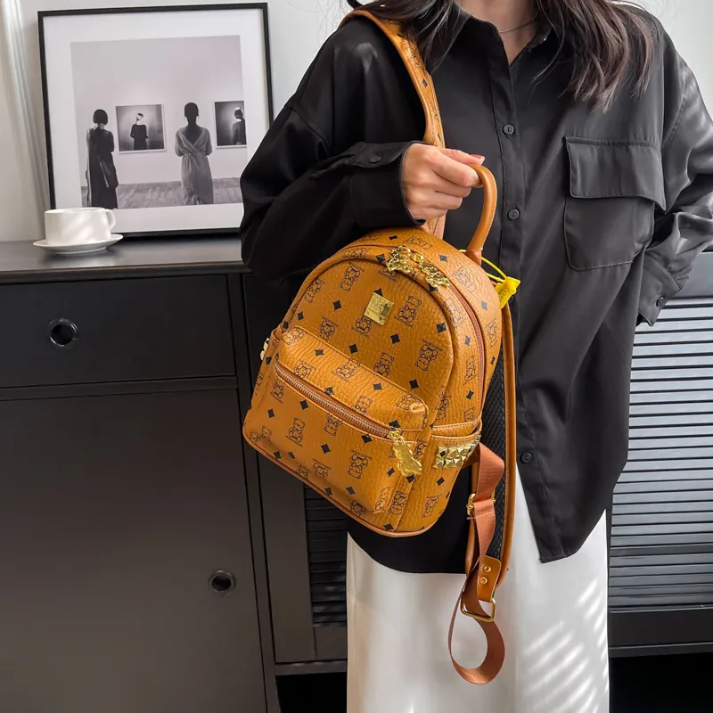 Cwatcun PU Backpack Regular Women's Brown/Pink/Ecru/Black-4