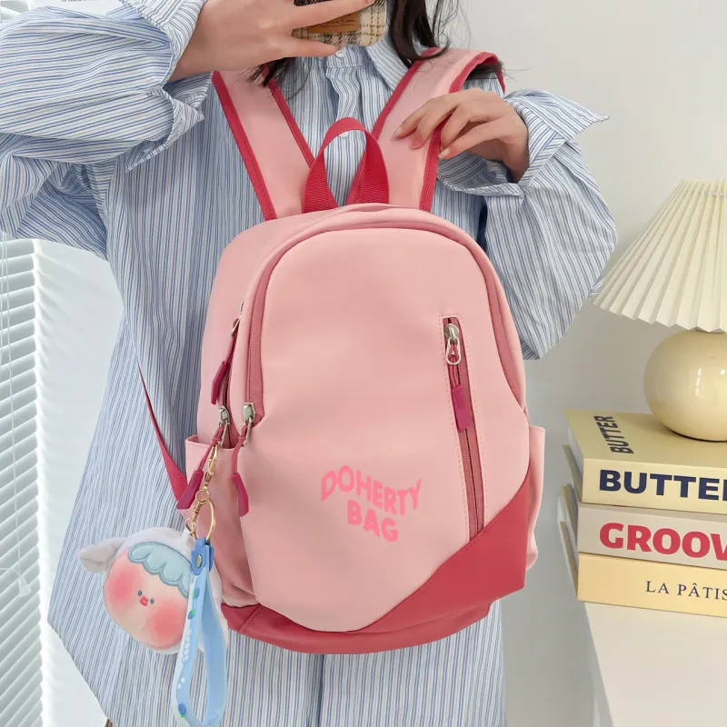 Cwatcun Canvas Backpack Regular Unisex Black/Pink/Red/White/Gray/Blue/Gray/White-13