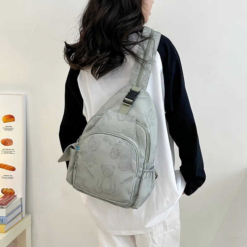 Cwatcun Nylon Backpack Unisex White/Green/Purple/Pink-9