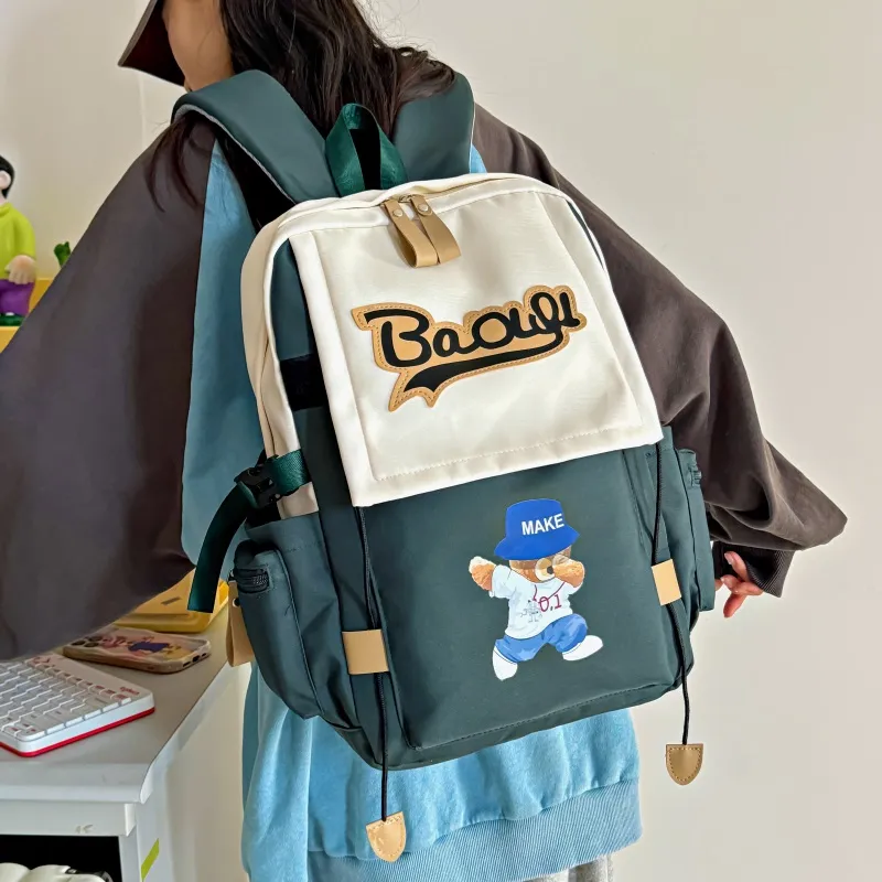 Cwatcun Nylon Backpack Regular Unisex Black/Burgundy/Orange/Green/Blue-15