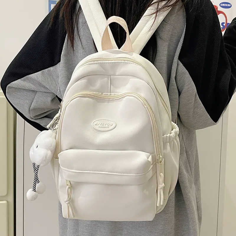 Cwatcun Nylon Backpack Regular Women's White/Pink/Black/Yellow/Green-2