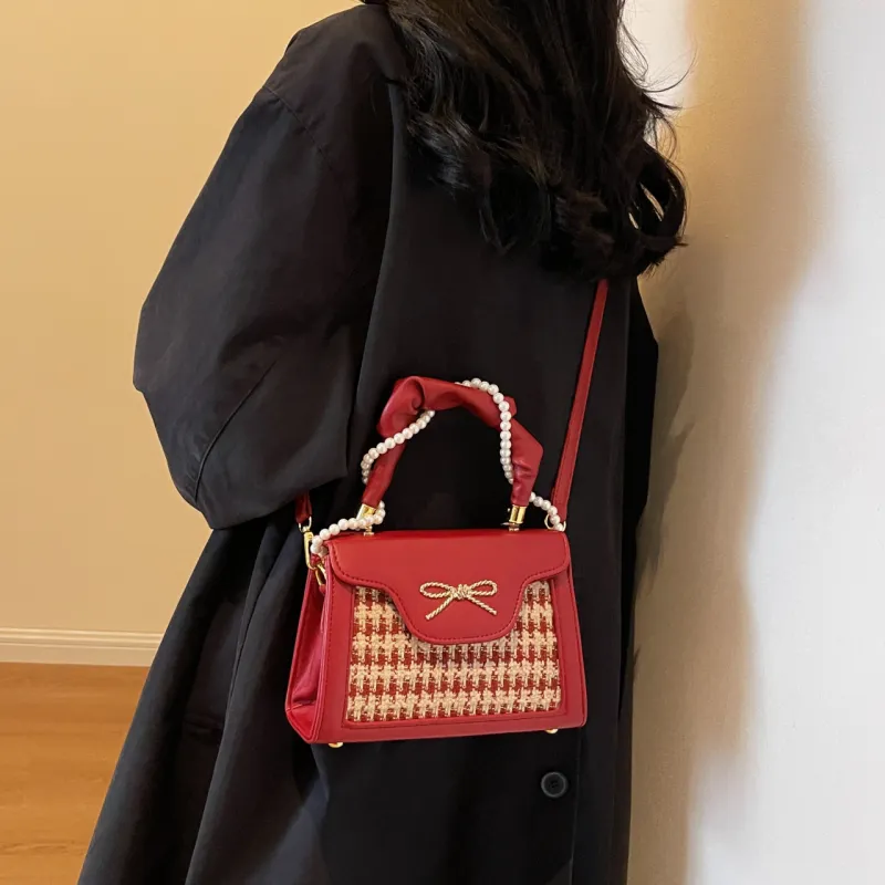 Cwatcun PU Plush Crossbody One Shoulder Handbags Regular Women's Red PU Style/Red Fleece Style-2