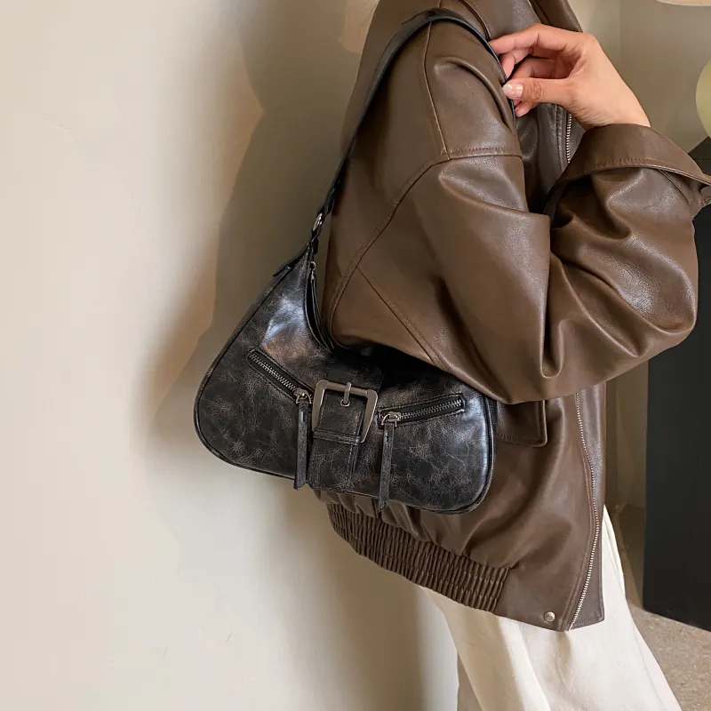 Rainbow Girl PU Shoulder Bag Women's Black/Coffee/Brown-17