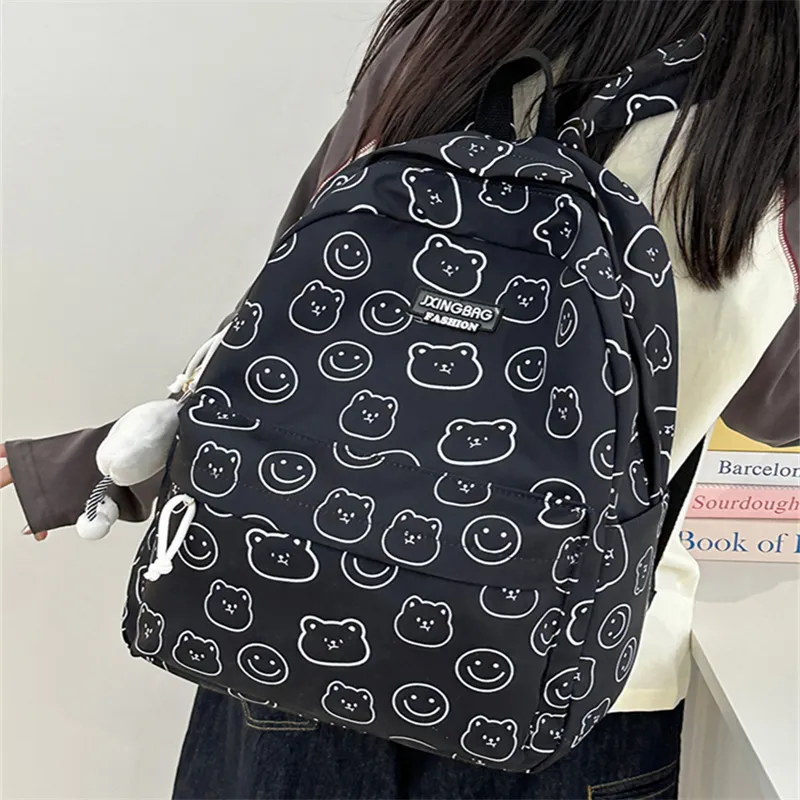 Rainbow Girl Nylon Backpack Regular Unisex Blue/Green/Yellow/Black-16
