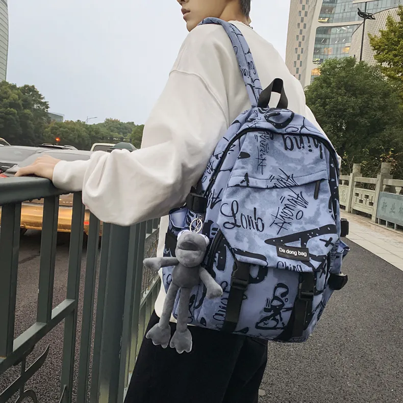 Cwatcun Nylon Backpack Regular Men's Black/Blue/White-4