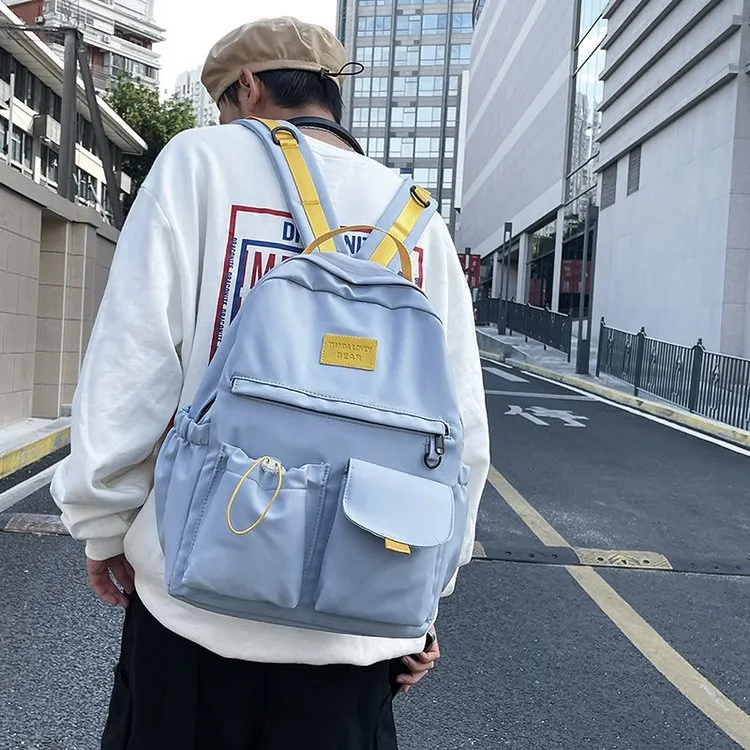 Cwatcun Nylon Backpack Regular Unisex Black/White/Pink/Blue-15