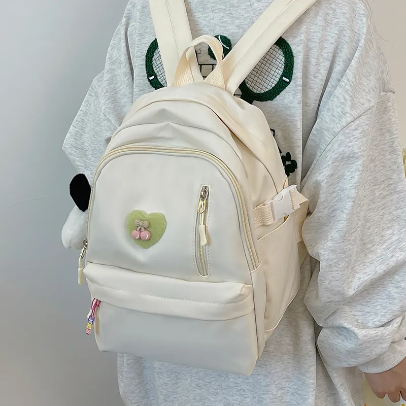 Cwatcun Nylon Backpack Women's Ecru/Black/Pink/Light Yellow/Light Green-4
