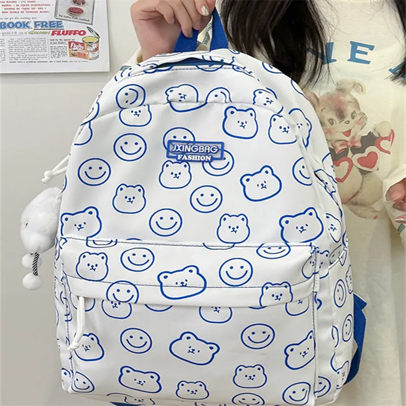 Rainbow Girl Nylon Backpack Regular Unisex Blue/Green/Yellow/Black-3