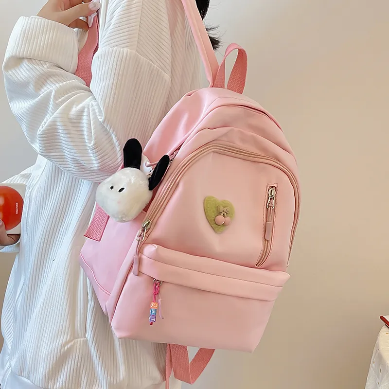 Cwatcun Nylon Backpack Women's Ecru/Black/Pink/Light Yellow/Light Green-9