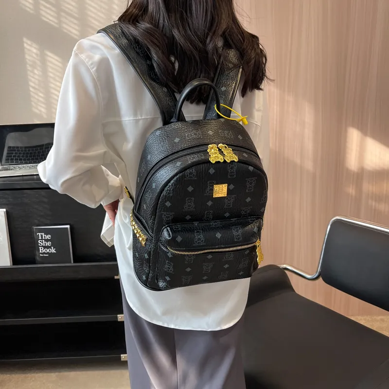 Cwatcun PU Backpack Regular Women's Brown/Pink/Ecru/Black-18