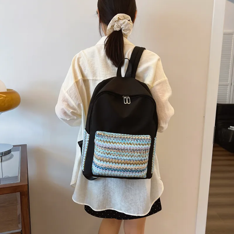 Cwatcun Nylon Backpack Regular Unisex Ecru/Green/Black-15