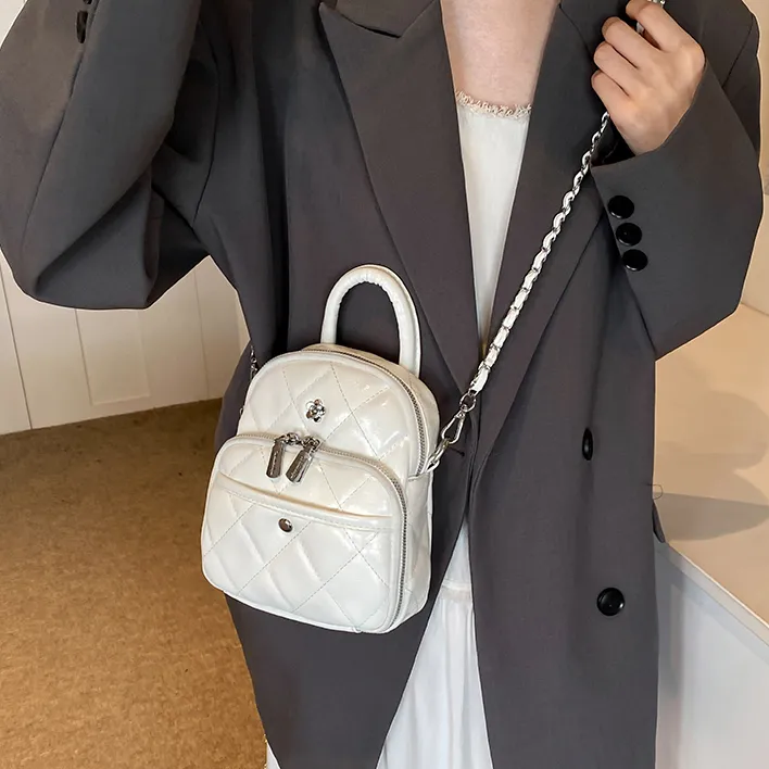 Cwatcun PU Crossbody One Shoulder Handbag Regular Women's White/Black/Burgundy/Silver-3