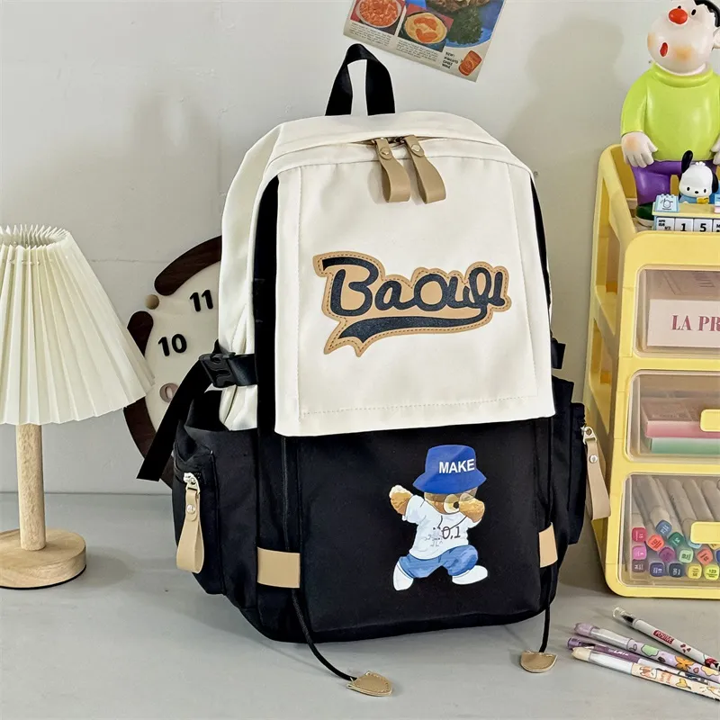 Cwatcun Nylon Backpack Regular Unisex Black/Burgundy/Orange/Green/Blue-2