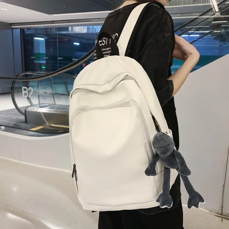 Cwatcun PU Backpack Unisex Black/White/Brown-3