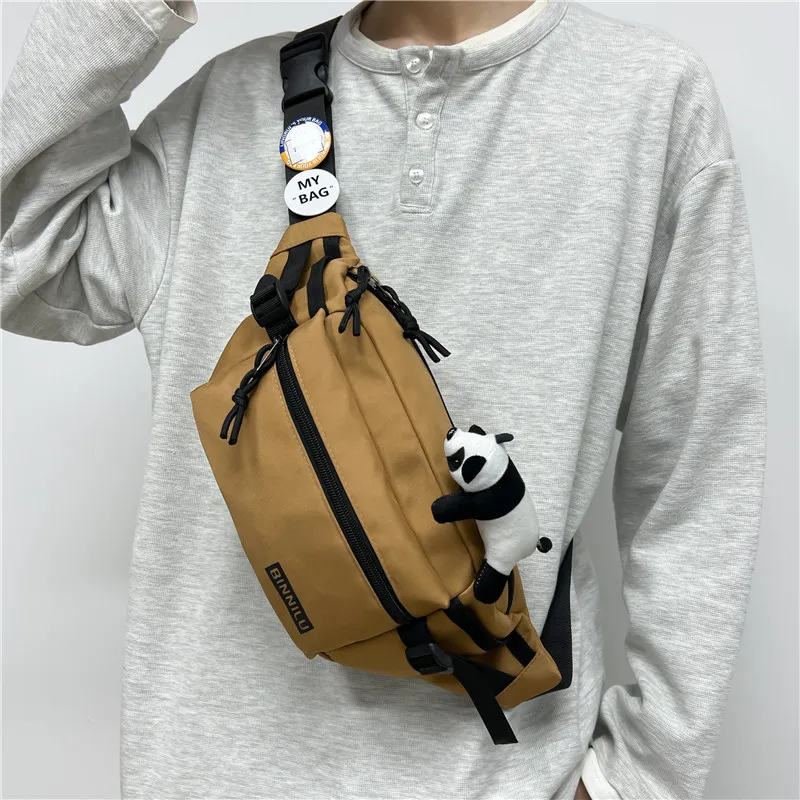 Cwatcun Nylon Sling Bag Regular Unisex White/Light Brown/Gray/Black-6