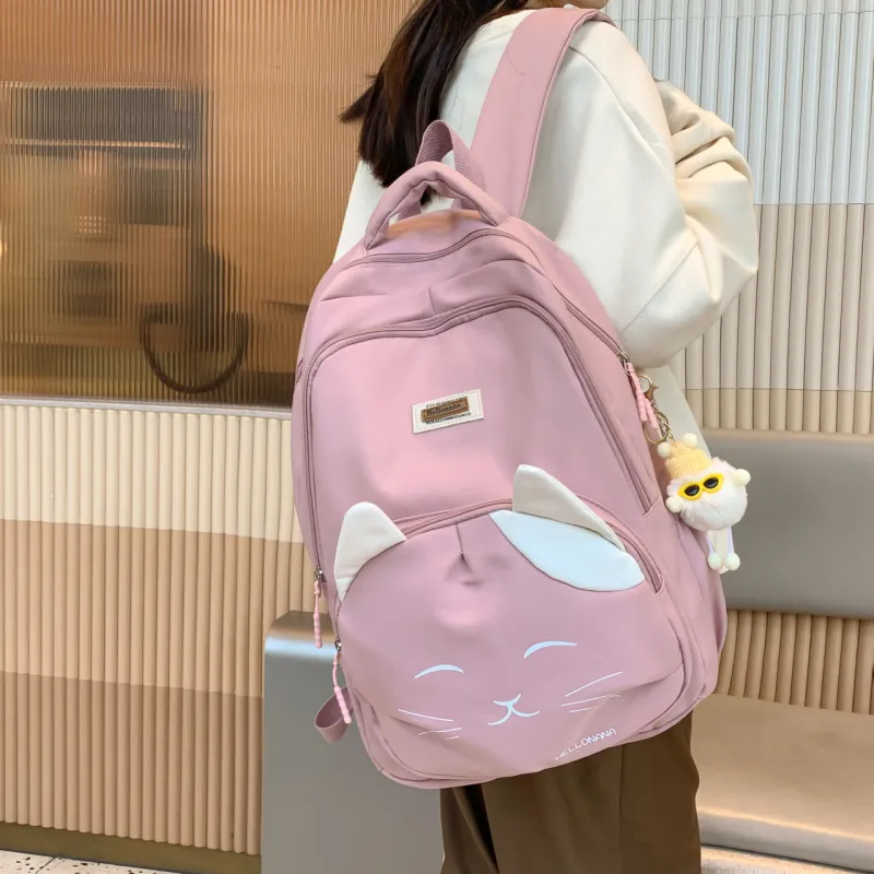 Cwatcun Nylon Backpack Unisex Blue/Pink/White/Black-11