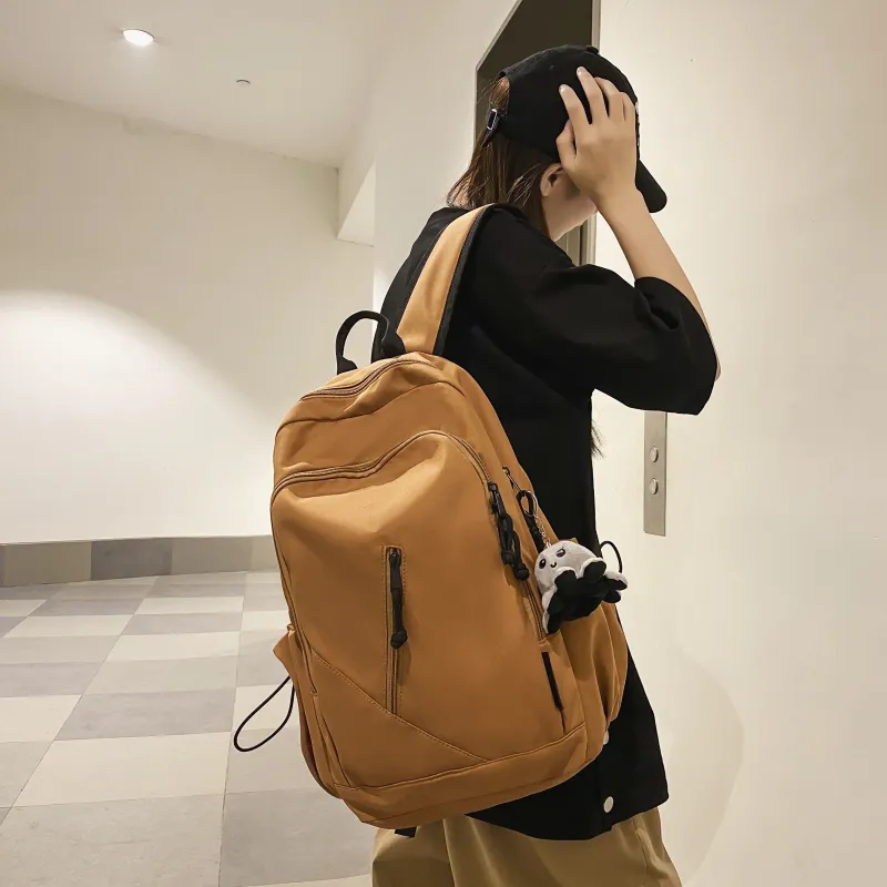 Cwatcun Nylon Backpack Regular Unisex Brown/White/Black/Gray-2
