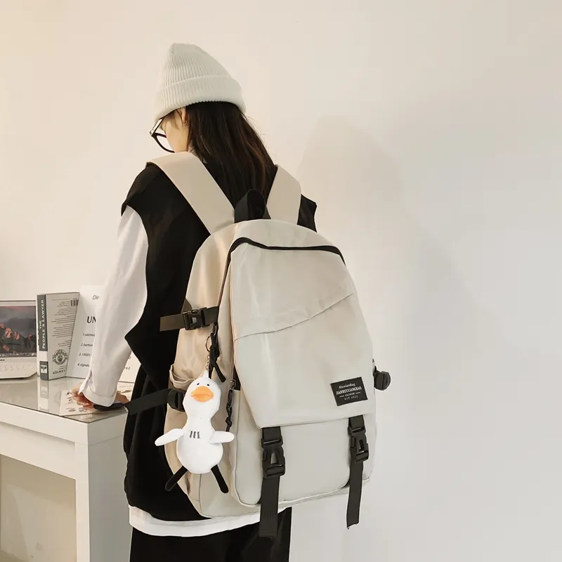 Cwatcun Nylon Backpack Unisex White/Black-2