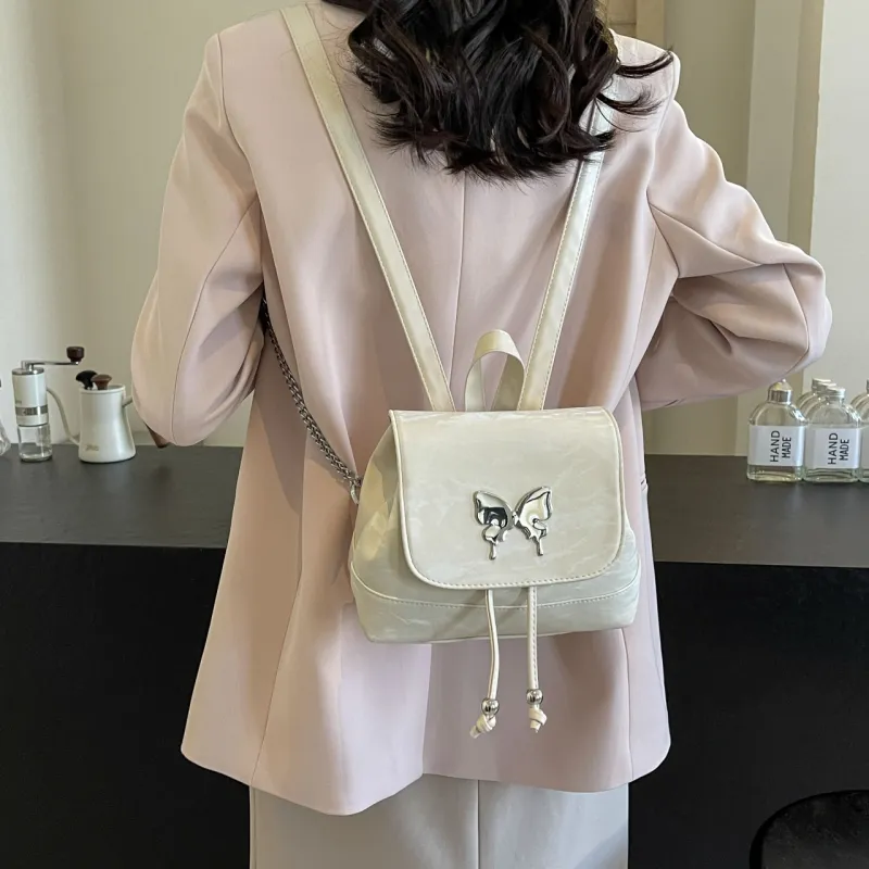 Cwatcun PU Handbag Backpack Regular Women's Ecru/Silver/Green/Blue/Pink/Black-3