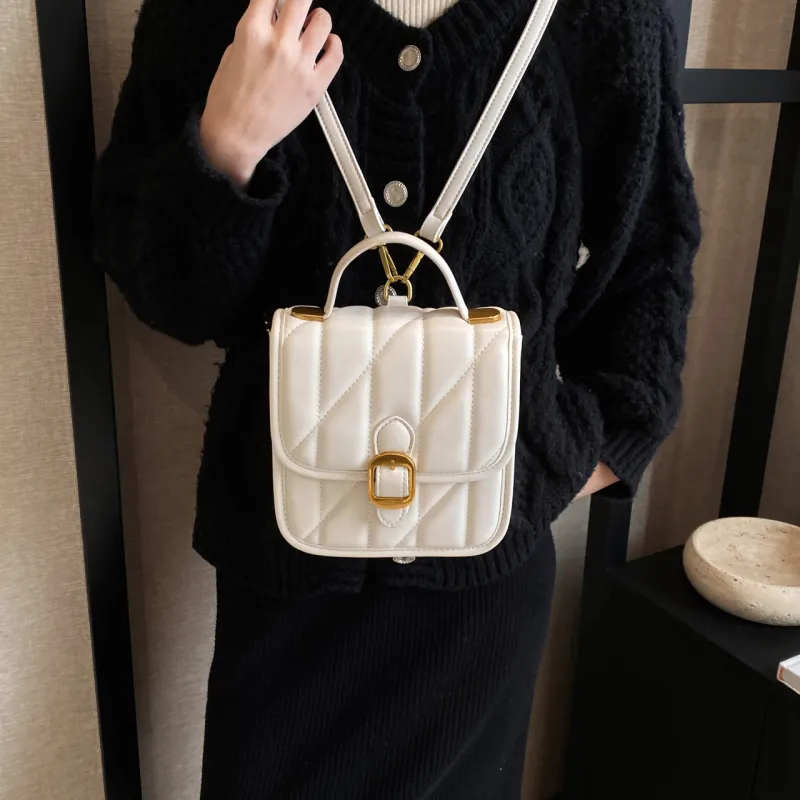 Cwatcun PU Double Shoulder, One Shoulder Handbag Regular Women's White/Black/Coffee-4