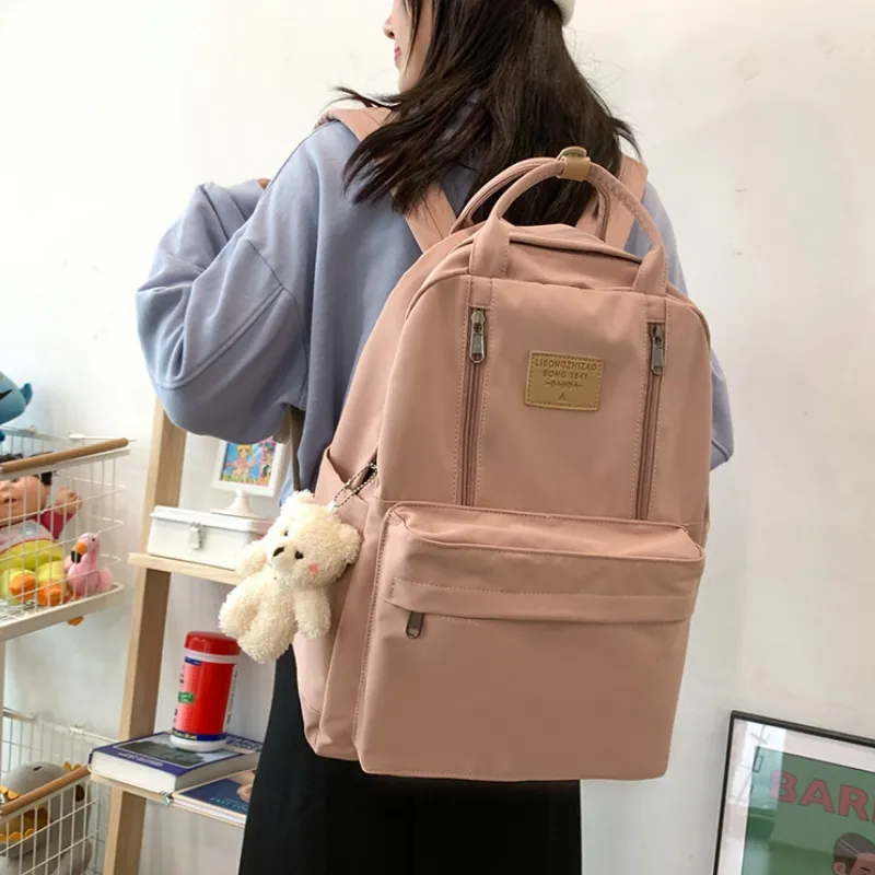 Cwatcun Nylon Backpack Regular Women's Pink/Blue/Black/Red/White-1