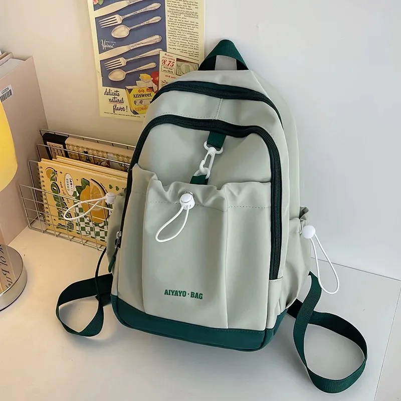 Cwatcun Nylon Backpack Unisex Pink/Blue/Black/Beige/Green-13