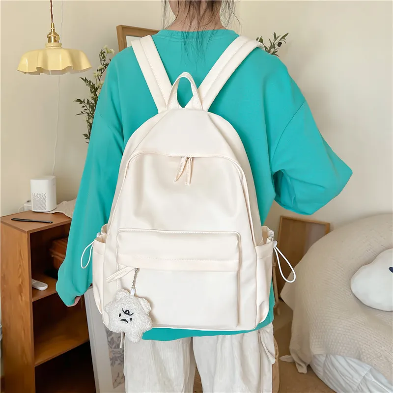 Rainbow Girl Composite Cloth Backpack Regular Women's Black/Ecru/Pink/Khaki/Green-4