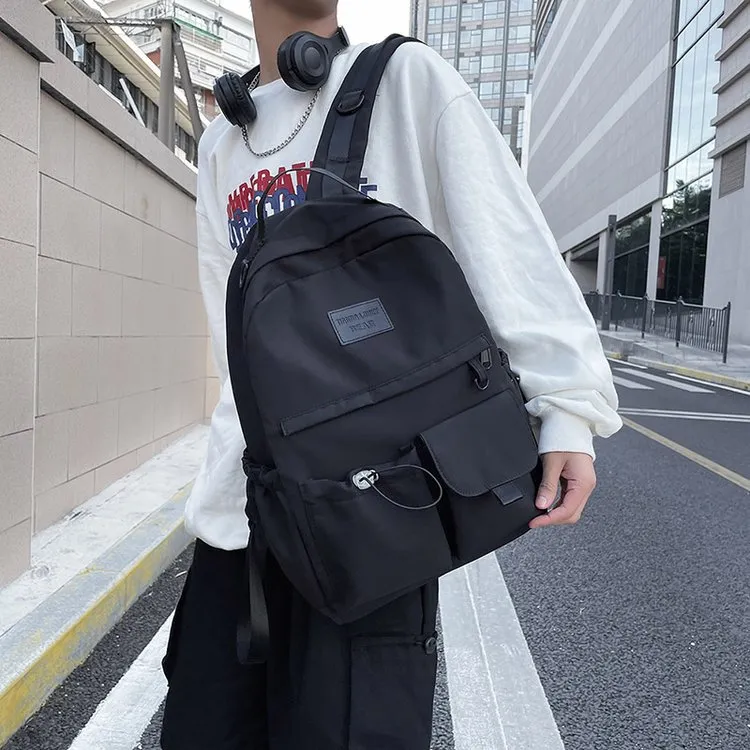 Cwatcun Nylon Backpack Regular Unisex Black/White/Pink/Blue-9