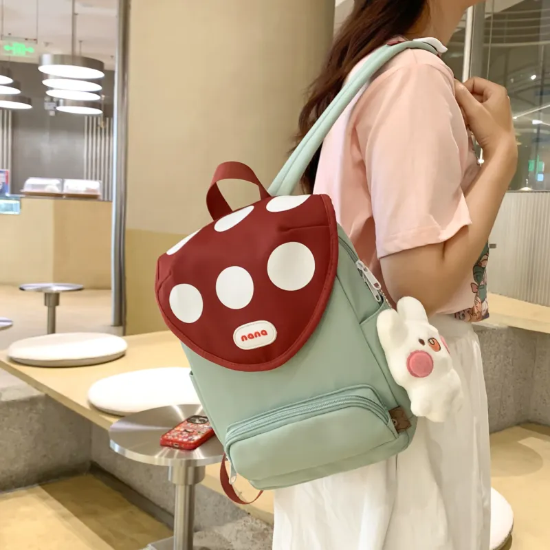 Cwatcun Nylon Backpack Unisex White Pink Black Green Purple-6